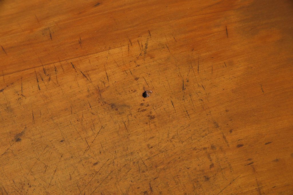 アンティーク家具　天板一枚板　和製アンティークのシンプルな鉄脚ベンチ