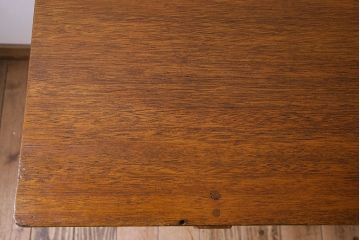 アンティーク家具　和製アンティーク　ラワン材製　天板一枚板のシンプルな鉄脚テーブル(3)