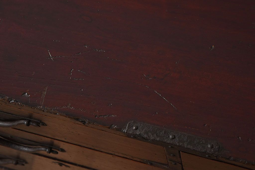 アンティーク家具　明治大正期　前面檜材　和風なアンティークチェスト(衣装箪笥)