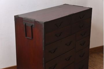 アンティーク家具　明治大正期　前面檜材　和風なアンティークチェスト(衣装箪笥)