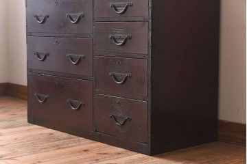 アンティーク家具　明治大正期　前面檜材　和風なアンティークチェスト(衣装箪笥)