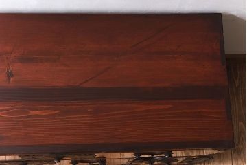 アンティーク家具　和製アンティーク　前面欅材　古い木の味わいが重厚な仙台箪笥ローボード(衣装箪笥)(2)