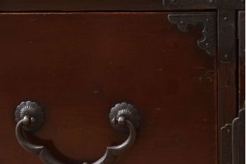 アンティーク家具　和製アンティーク　前面欅材　古い木の味わいが重厚な仙台箪笥ローボード(衣装箪笥)(2)
