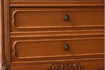 ヴィンテージ家具　オーク材製　彫刻がエレガントなフランスビンテージのチェスト(引き出し)(3)