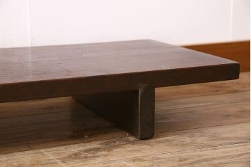 アンティーク家具　古民具・骨董 極厚の一枚板!古い木の裁ち板(作業台・テーブル・ローボード)(2)