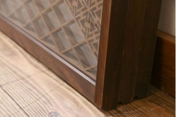 和製アンティーク　和モダン　すりガラス入り!上品な組子の明り取り(明かり取り)3枚セット(窓)
