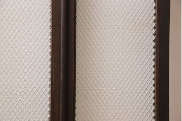 和製アンティーク　大正ロマン　プレスガラスと色ガラスを使用したノスタルジックなガラスドア2枚セット(窓)