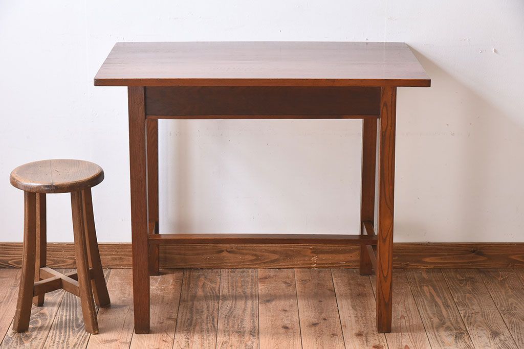 レトロ家具　昭和レトロ　栓材　シンプルな平机(アンティークデスク)