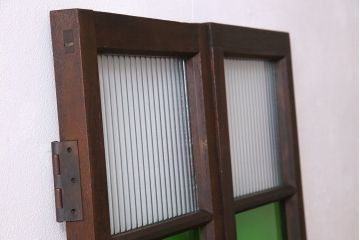 大正ロマン　和モダン　モールガラス!レトロデザインの色ガラス入りアンティークドア2枚セット(窓)