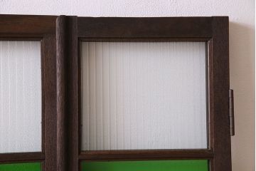 大正ロマン　和モダン　モールガラス!レトロデザインの色ガラス入りアンティークドア2枚セット(窓)
