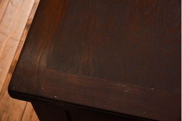 アンティーク家具　イギリスアンティーク　作業台付き!オーク材製のぬくもりあふれる両袖机(2)