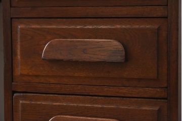 アンティーク家具　イギリスアンティーク　作業台付き!オーク材製のぬくもりあふれる両袖机(2)