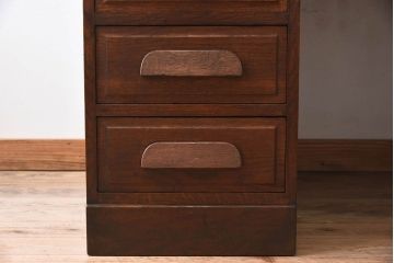 アンティーク家具　イギリスアンティーク　作業台付き!オーク材製のぬくもりあふれる両袖机(2)