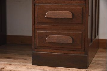 アンティーク家具　イギリスアンティーク　作業台付き!オーク材製のぬくもりあふれる両袖机(2)