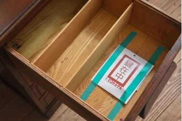 アンティーク家具　イギリスアンティーク　作業台付き!オーク材製のぬくもりあふれる両袖机(2)