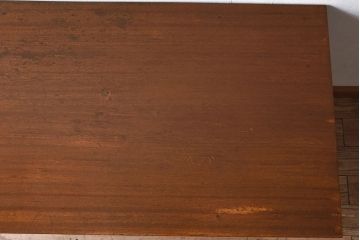 レトロ家具　ラワン材製　シンプル　昭和レトロな古い木の片袖机(3)