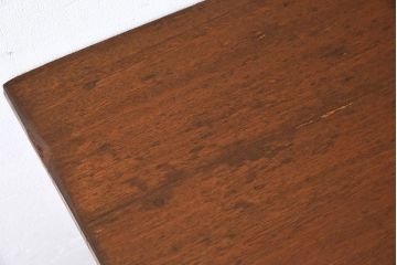 レトロ家具　ラワン材製　シンプル　昭和レトロな古い木の片袖机(3)