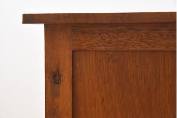 レトロ家具　ラワン材製　シンプル　昭和レトロな古い木の片袖机(3)