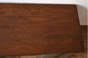 アンティーク家具　アンティークペイント　薄型　ナラ材製のかわいい両袖机