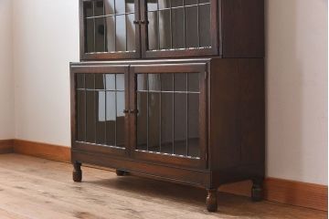 アンティーク家具　イギリスアンティーク　ステンドグラス入り!スタッキングキャビネット(ブックケース)