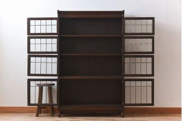 アンティーク家具　イギリスアンティーク　ステンドグラス入り!スタッキングキャビネット(ブックケース)