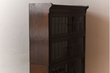 アンティーク家具　イギリスアンティーク　ステンドグラス入り!スタッキングキャビネット(ブックケース)