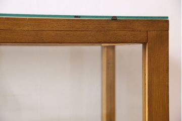 レトロ家具　昭和レトロ　引き出し付き!和製アンティークのナラ材製ガラスケース