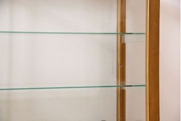 レトロ家具　昭和レトロ　引き出し付き!和製アンティークのナラ材製ガラスケース