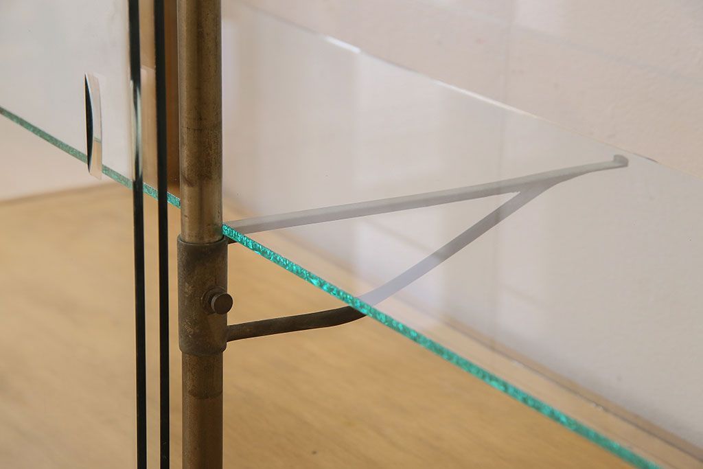 レトロ家具　昭和レトロ　引き出し付き!和製アンティークのナラ材製ガラスケース