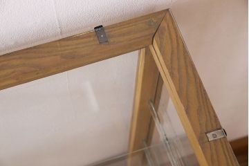 レトロ家具　昭和レトロ　引き出し付き!和製アンティークのナラ材製ガラスケース