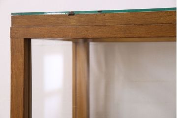 レトロ家具　昭和レトロ　引き出し付き!和製アンティークのナラ材製ガラスケース
