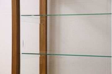 レトロ家具　昭和レトロ　引き出し付き!和製アンティークのナラ材製ガラスケース