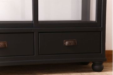 アンティーク家具　和モダン　脚付き!シックなアンティークのペイントガラスケース