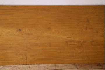 アンティーク家具　天板一枚板　朴の木　和製アンティークのシンプルな鉄脚ベンチ