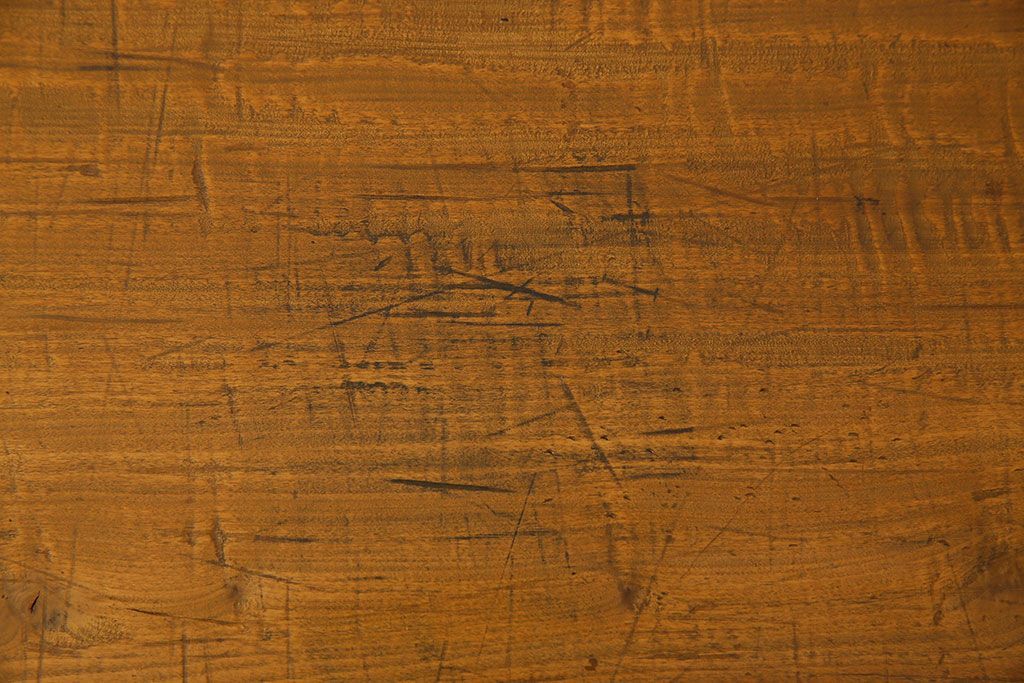 アンティーク家具　天板一枚板　朴の木　和製アンティークのシンプルな鉄脚ベンチ