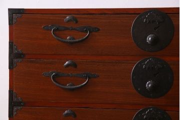 アンティーク家具　アンティーク　前面欅材　重ね二本松箪笥(衣装箪笥)(2)