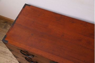 アンティーク家具　アンティーク　前面欅材　重ね二本松箪笥(衣装箪笥)(2)