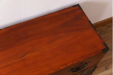 アンティーク家具　アンティーク　前面欅材　重ね二本松箪笥(衣装箪笥)(2)