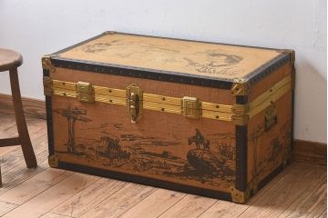 アンティーク雑貨　1950年頃　イギリスアンティークのレトロなトランク