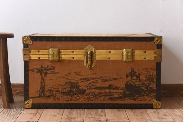 アンティーク雑貨　1950年頃　イギリスアンティークのレトロなトランク