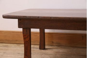 レトロ家具　和製アンティーク　栓材一枚板　昭和レトロな角ちゃぶ台(1)