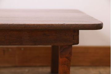 レトロ家具　和製アンティーク　栓材一枚板　昭和レトロな角ちゃぶ台(1)