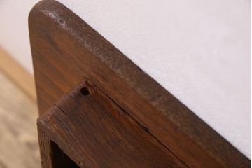 レトロ家具　和製アンティーク　栓材一枚板　昭和レトロな角ちゃぶ台(1)