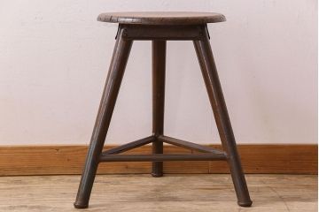 アンティーク家具　イギリスアンティーク　シャビーな魅力の鉄脚スツール
