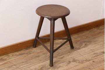 アンティーク家具　イギリスアンティーク　シャビーな魅力の鉄脚スツール