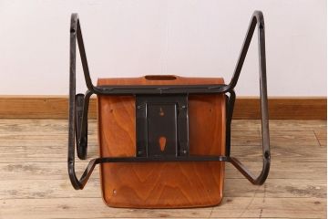 ヴィンテージ家具　ドイツビンテージ　アーム付き!プライウッドチェア(鉄脚イス)(2)