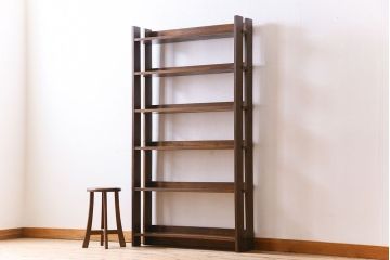 アンティーク家具　古い木製　和製アンティーク　変わり型の本棚(2)