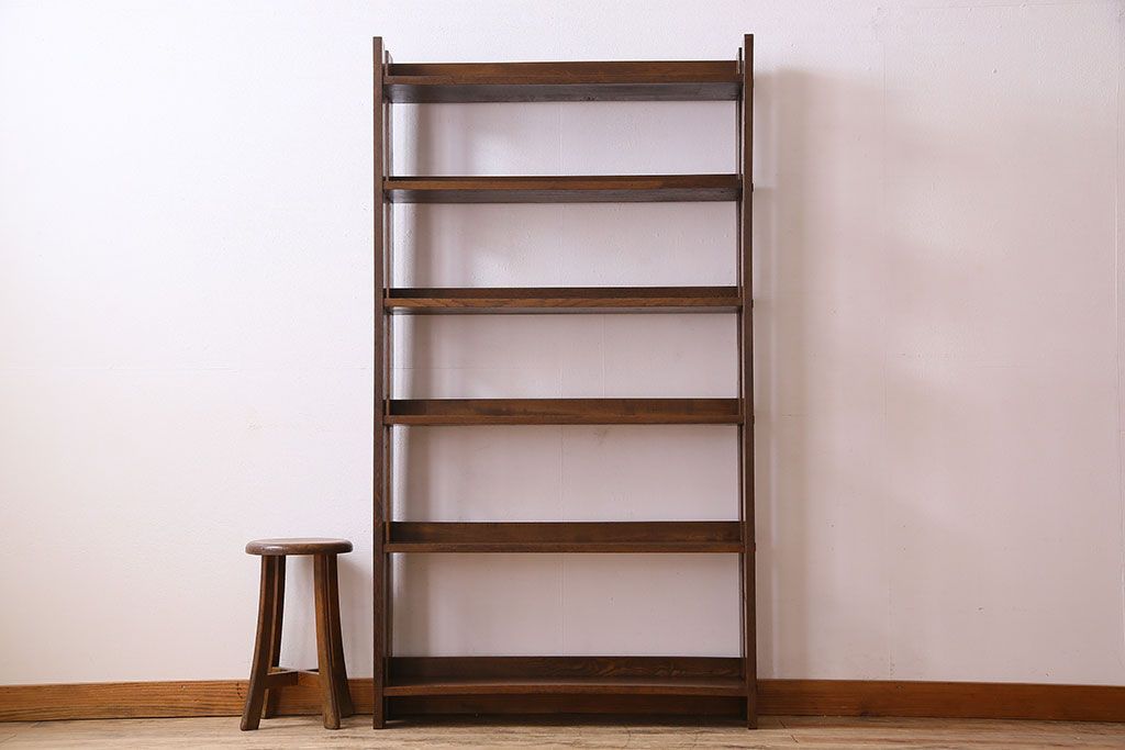 アンティーク家具　古い木製　和製アンティーク　変わり型の本棚(2)