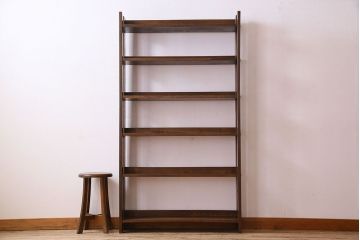 アンティーク家具　古い木製　和製アンティーク　変わり型の本棚(2)