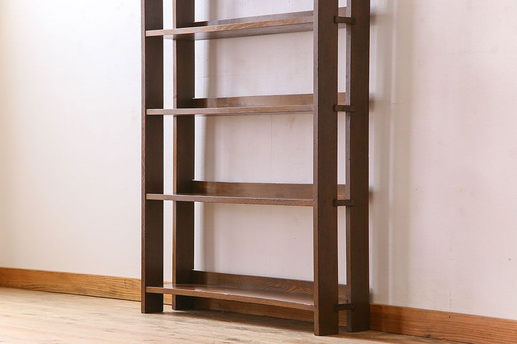 アンティーク家具　古い木製　和製アンティーク　変わり型の本棚(2)